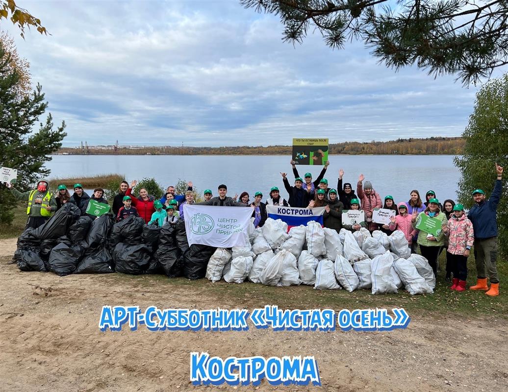 Во время арт-субботника костромичи очистили волжский берег от мусора
