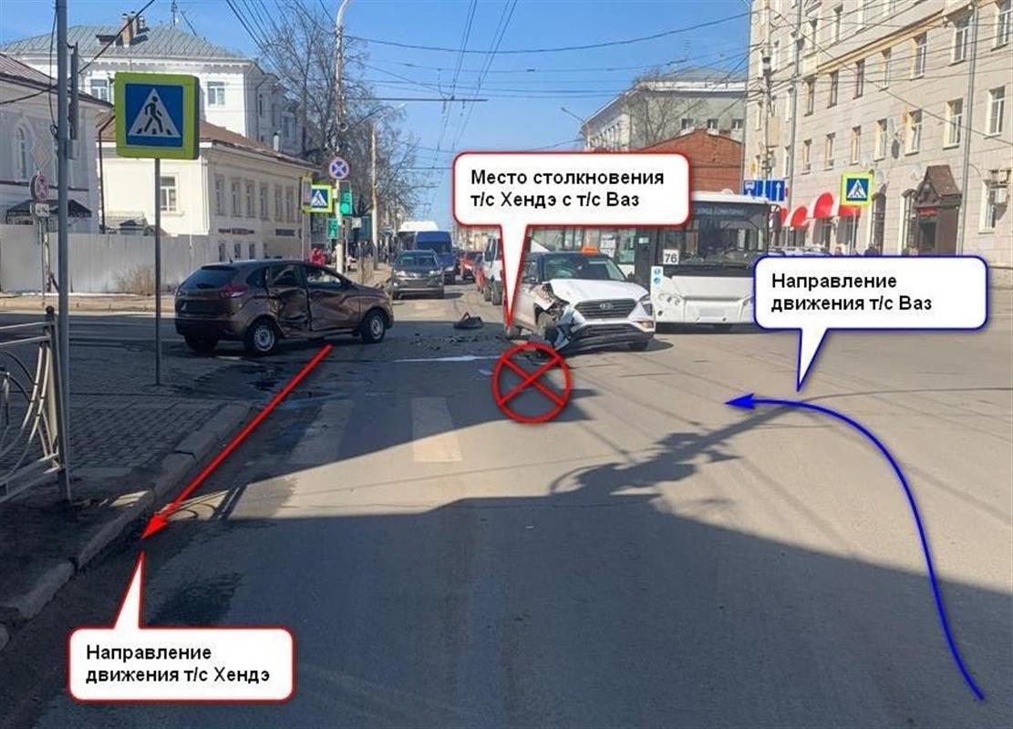 При столкновении двух автомобилей на главной улице Костромы пострадал пассажир