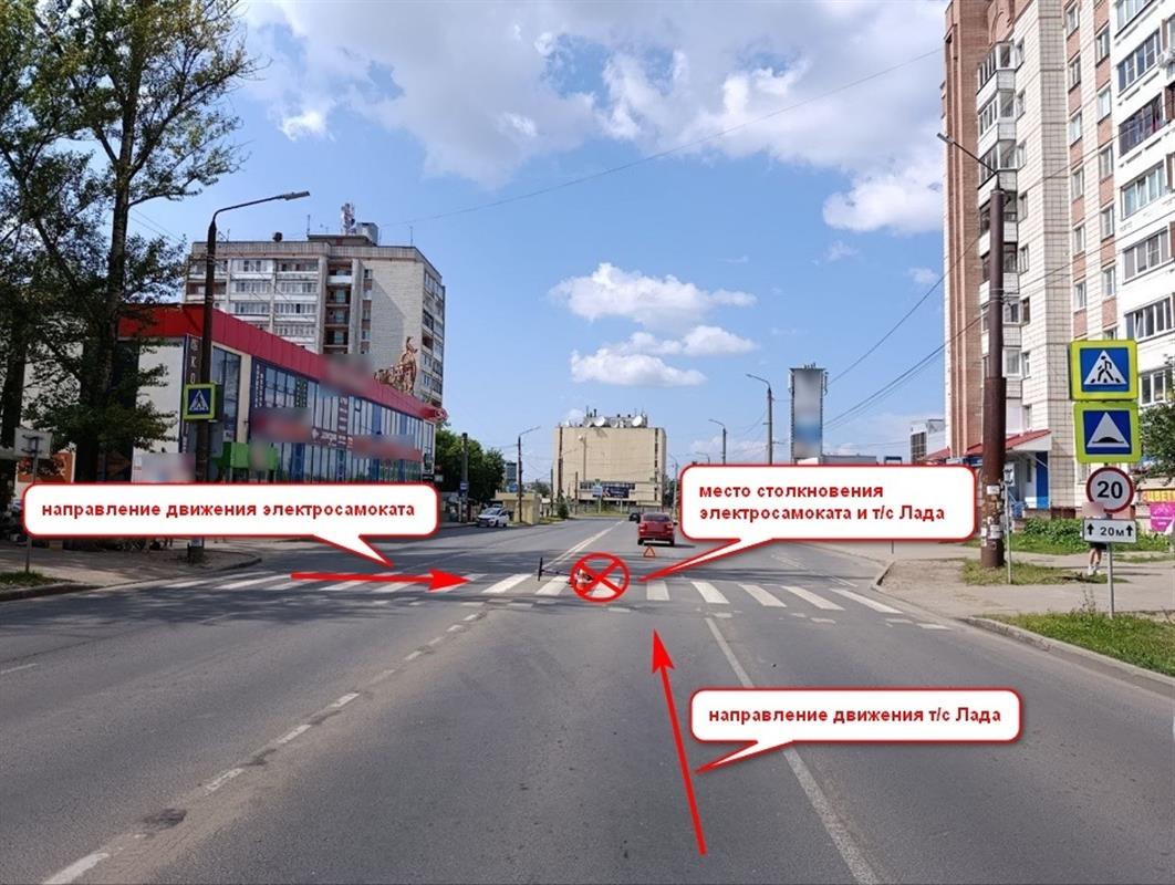 Двое подростков на электросамокате столкнулись с автомобилем в Костроме