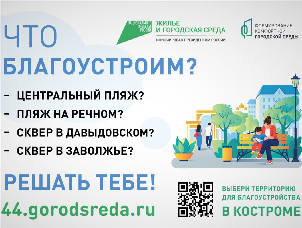 В онлайн-голосовании за территории благоустройства лидирует сквер в костромском Заволжье