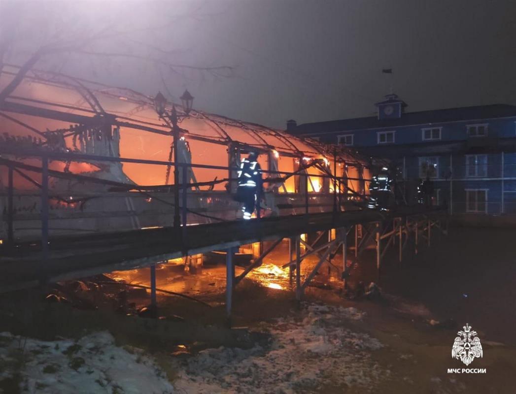 В Костроме сгорела крытая веранда кафе на дебаркадере