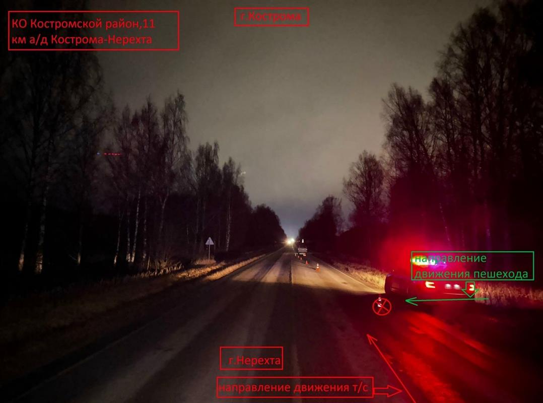 На трассе под Костромой водитель иномарки сбил пешехода 