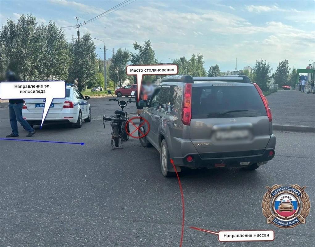Водитель иномарки не пропустил электровелосипед и спровоцировал ДТП в Костроме 